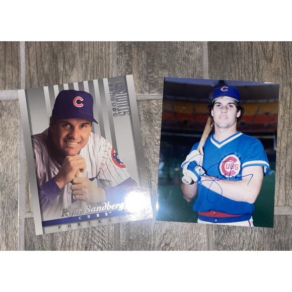 Vintage Ryne Sandberg Autograph Signed Glossy Photo Cubs & Donruss Studio Card - Picture 2 of 6